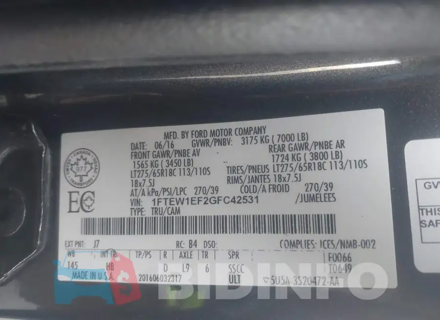 1FTEW1EF2GFC42531 Photo# 7