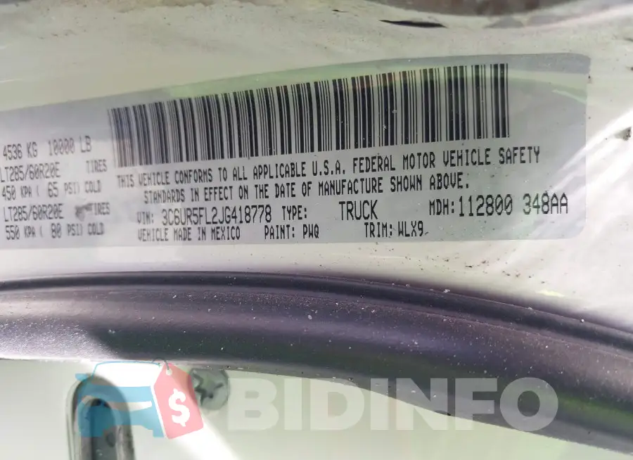 3C6UR5FL2JG418778 Photo# 9