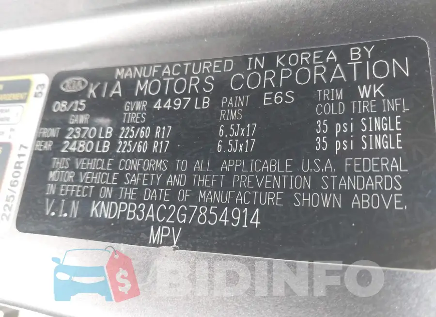 KNDPB3AC2G7854914 Photo# 9