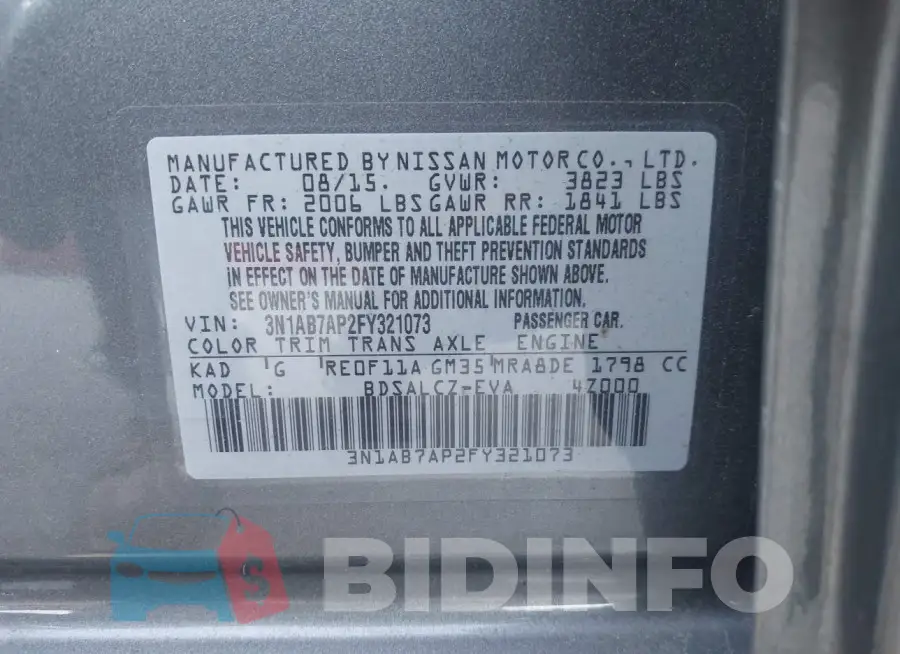3N1AB7AP2FY321073 Photo# 9