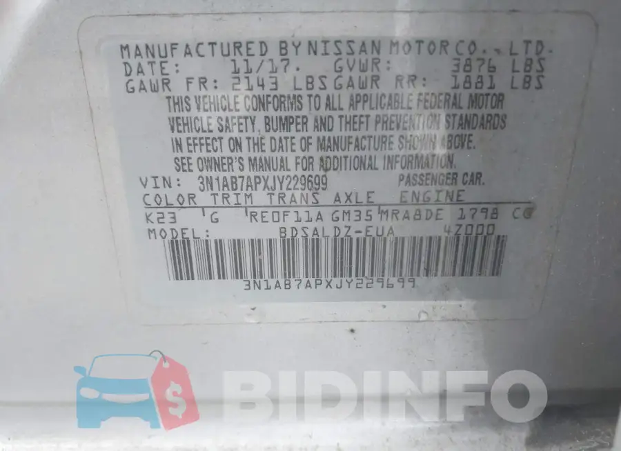 3N1AB7APXJY229699 Photo# 9