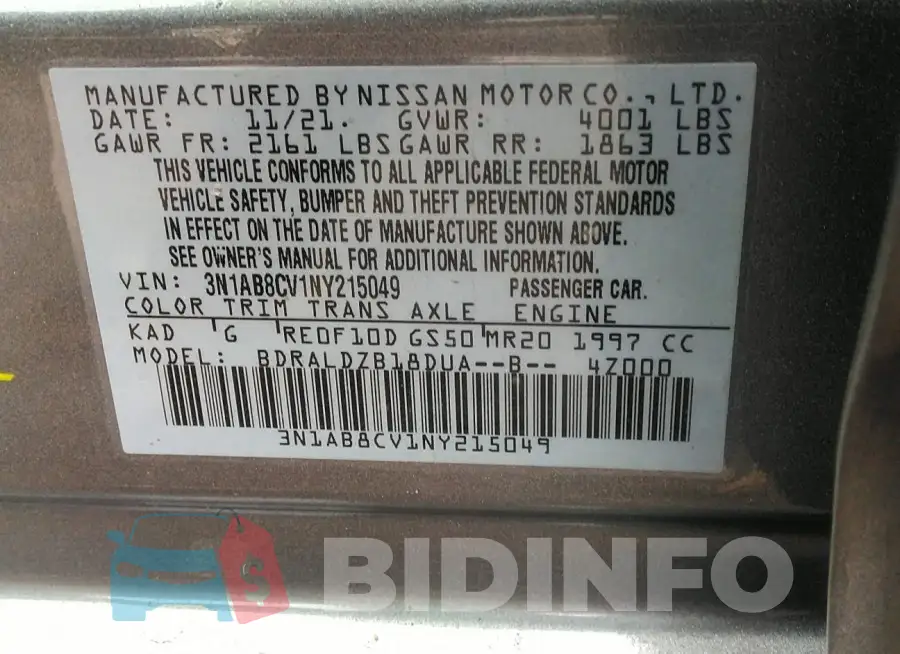 3N1AB8CV1NY215049 Photo# 9