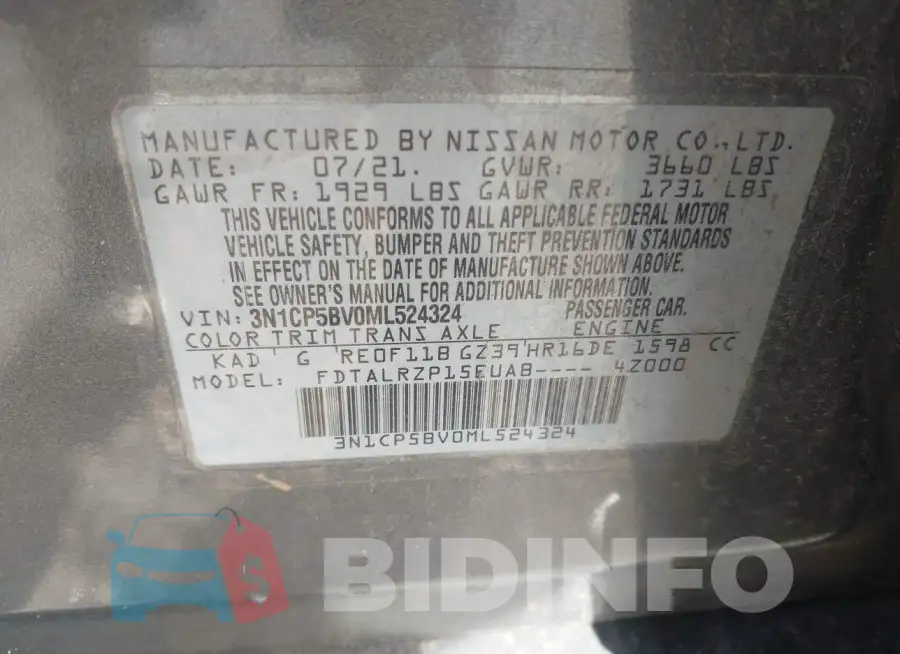 3N1CP5BV0ML524324 Photo# 9