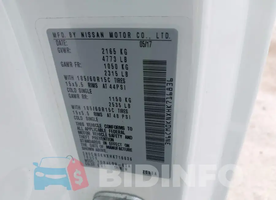 3N6CM0KNXHK716836 Photo# 9