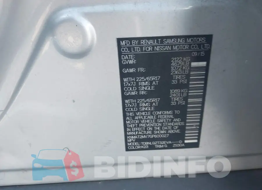 KNMAT2MV7GP600027 Photo# 9