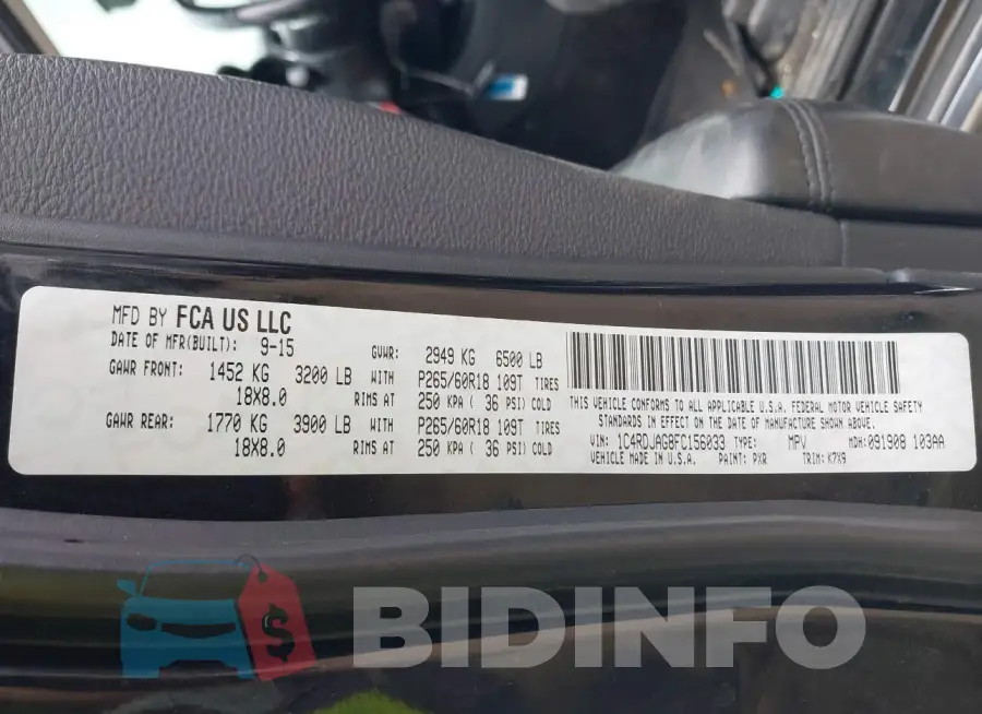 1C4RDJAG8FC156033 Photo# 9