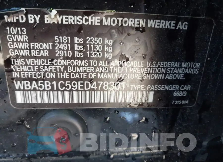 WBA5B1C59ED478301 Photo# 9