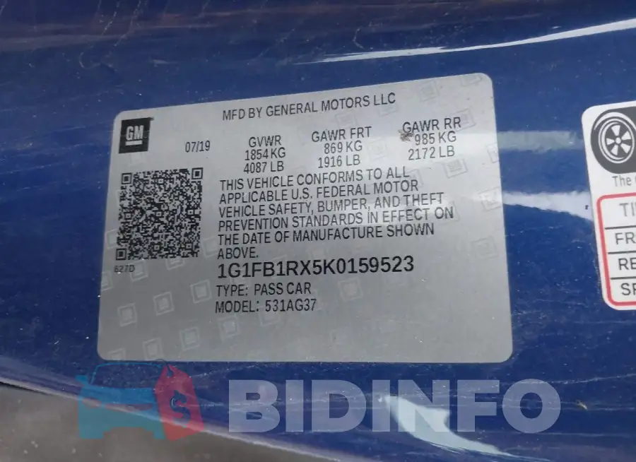 1G1FB1RX5K0159523 Photo# 9