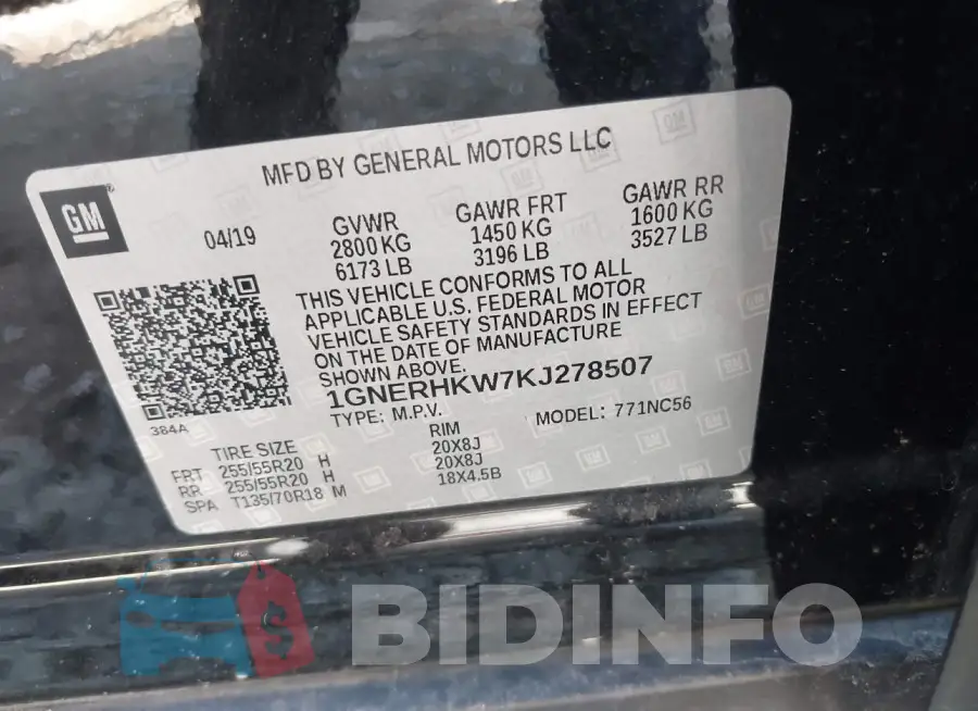 1GNERHKW7KJ278507 Photo# 9