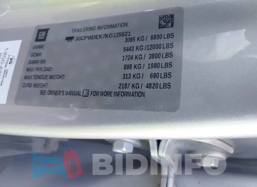 3GCPWDEK7KG135621 Photo# 9