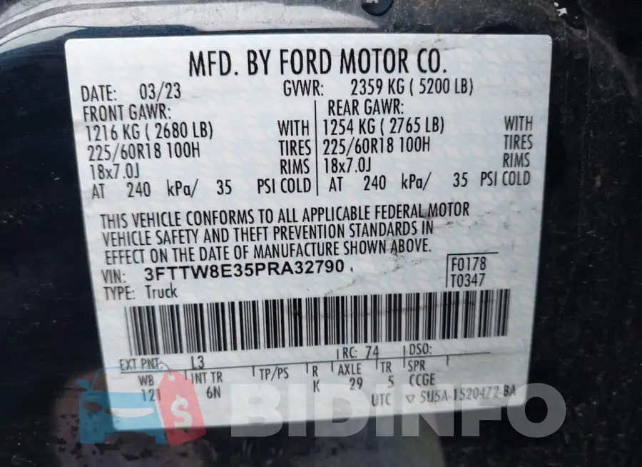 3FTTW8E35PRA32790 Photo# 9