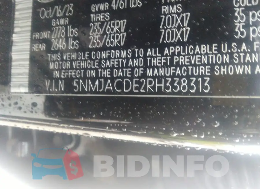 5NMJACDE2RH338313 Photo# 9