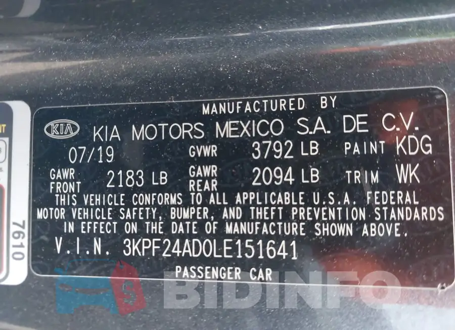 3KPF24AD0LE151641 Photo# 9