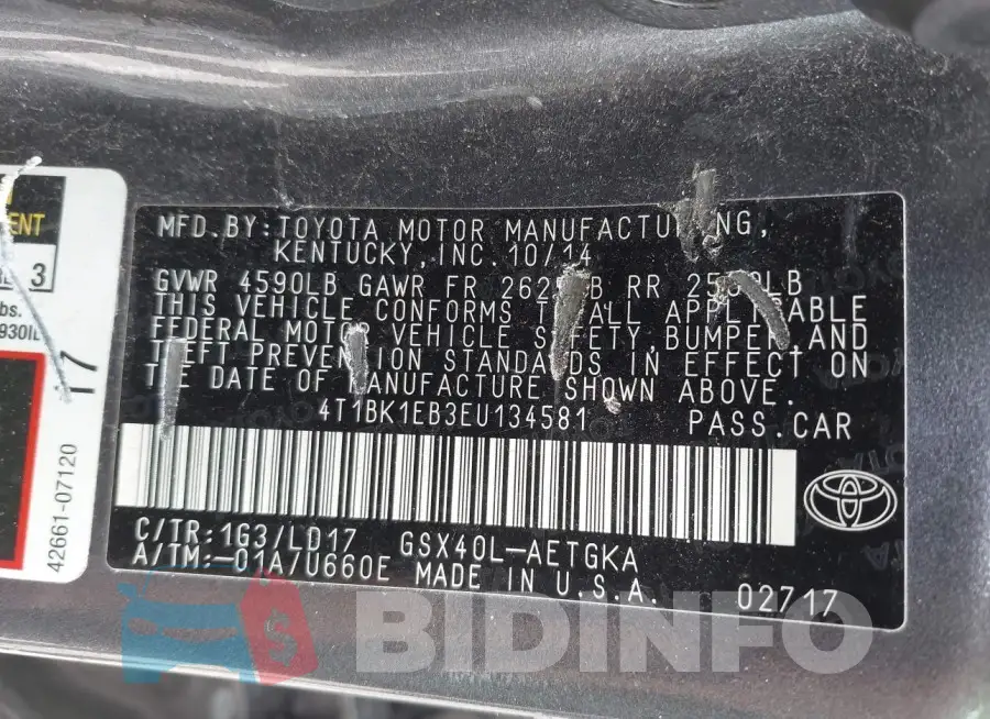 4T1BK1EB3EU134581 Photo# 9