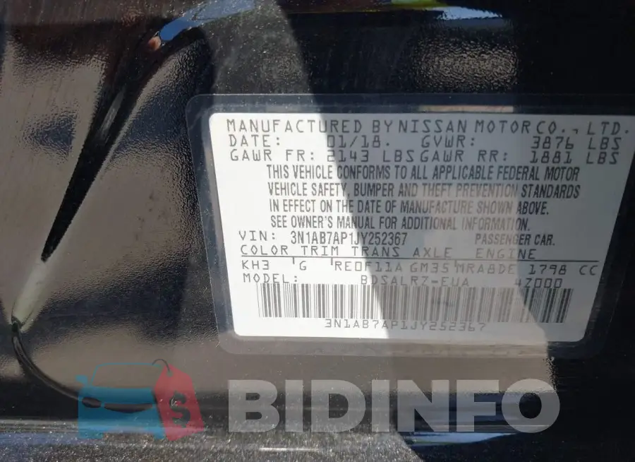 3N1AB7AP1JY252367 Photo# 9