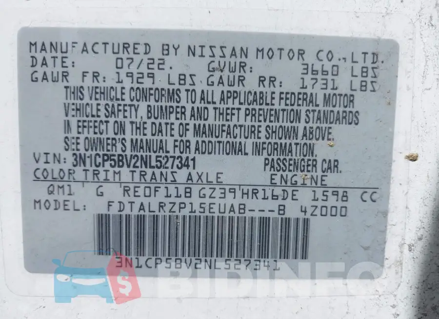 3N1CP5BV2NL527341 Photo# 9