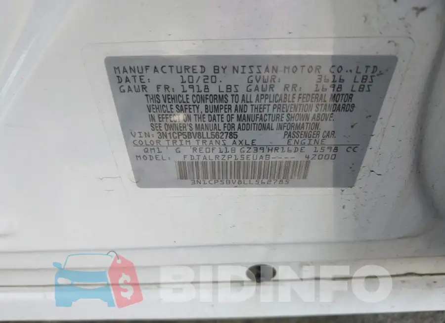 3N1CP5BV8LL562785 Photo# 9