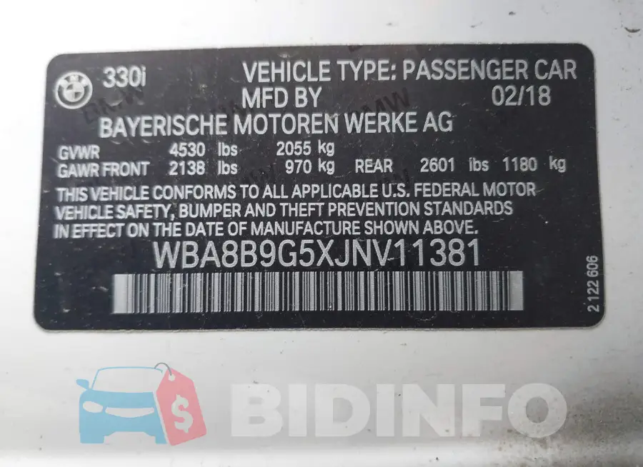 WBA8B9G5XJNV11381 Photo# 9