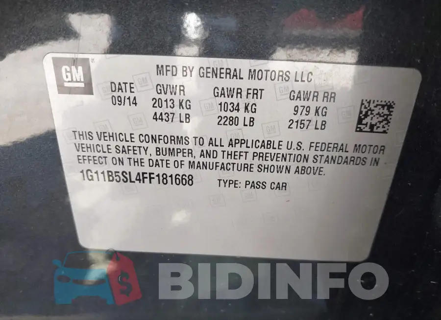 1G11B5SL4FF181668 Photo# 9