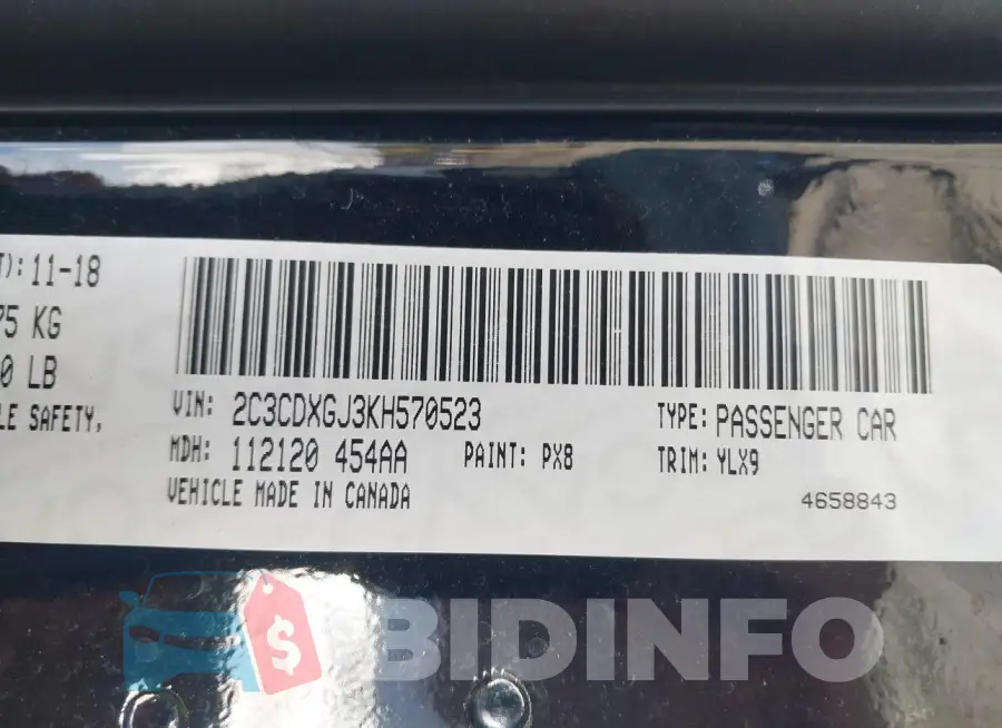 2C3CDXGJ3KH570523 Photo# 9