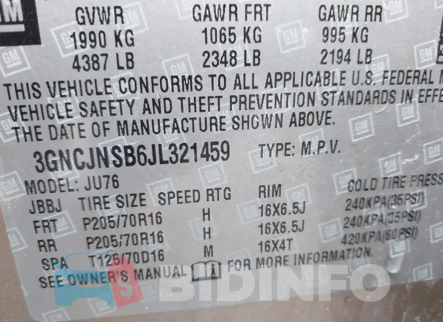 3GNCJNSB6JL321459 Photo# 9