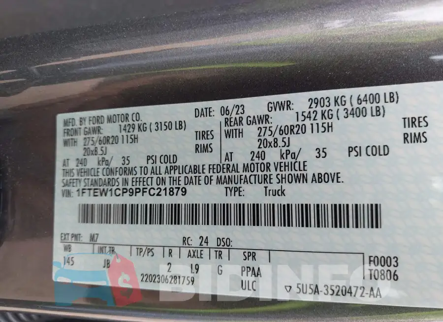 1FTEW1CP9PFC21879 Photo# 9