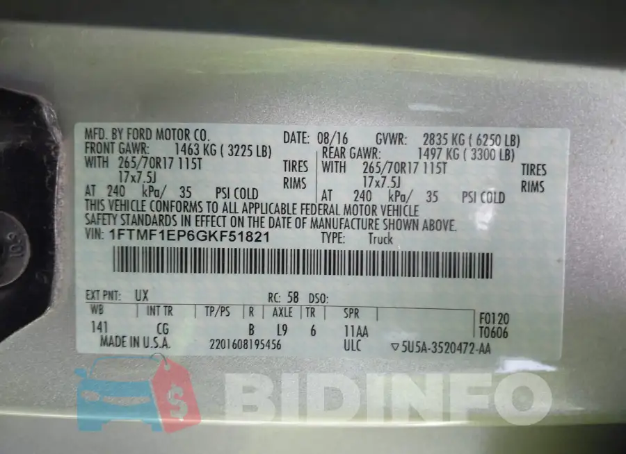 1FTMF1EP6GKF51821 Photo# 9