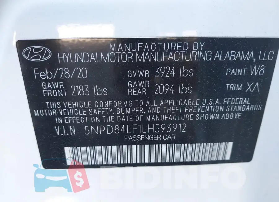 5NPD84LF1LH593912 Photo# 9