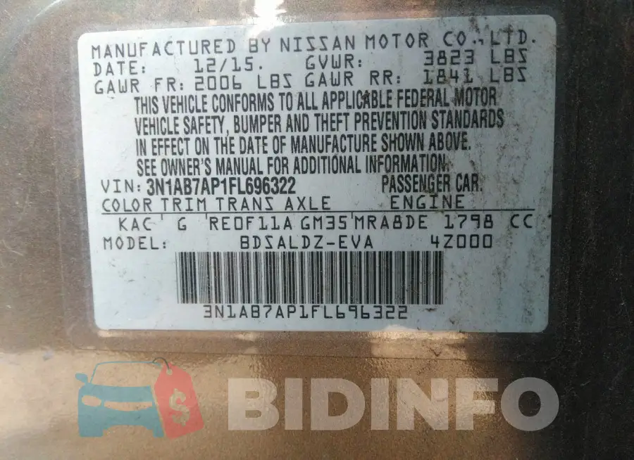 3N1AB7AP1FL696322 Photo# 9