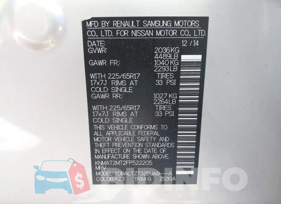 KNMAT2MT2FP522205 Photo# 9