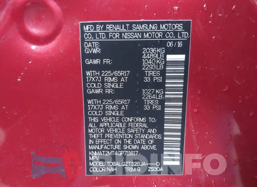 KNMAT2MT4GP711617 Photo# 9
