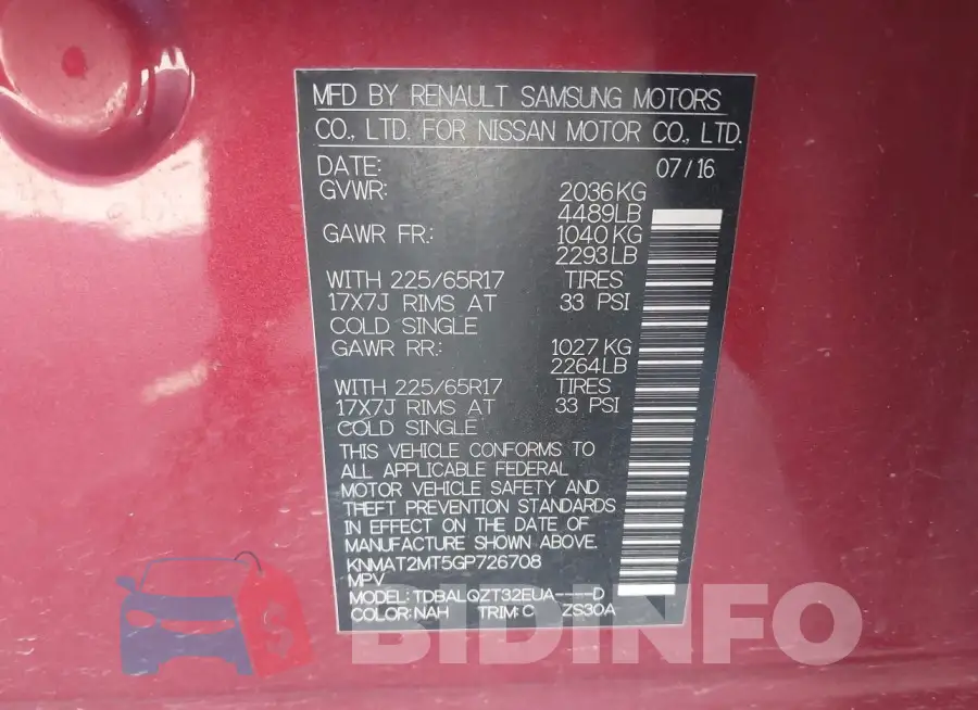 KNMAT2MT5GP726708 Photo# 9