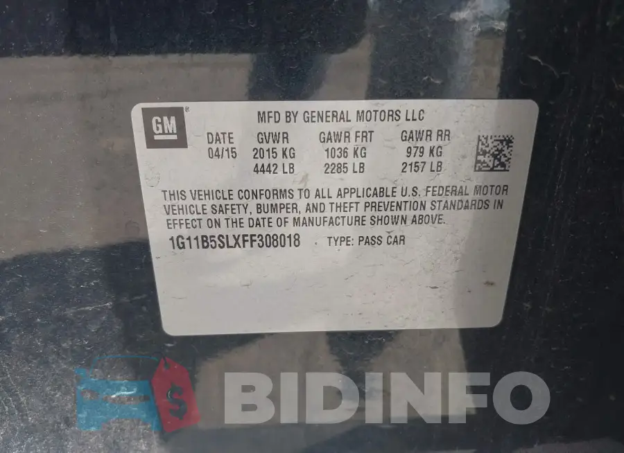 1G11B5SLXFS308018 Photo# 9