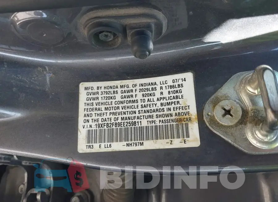 19XFB2F89EE259811 Photo# 9