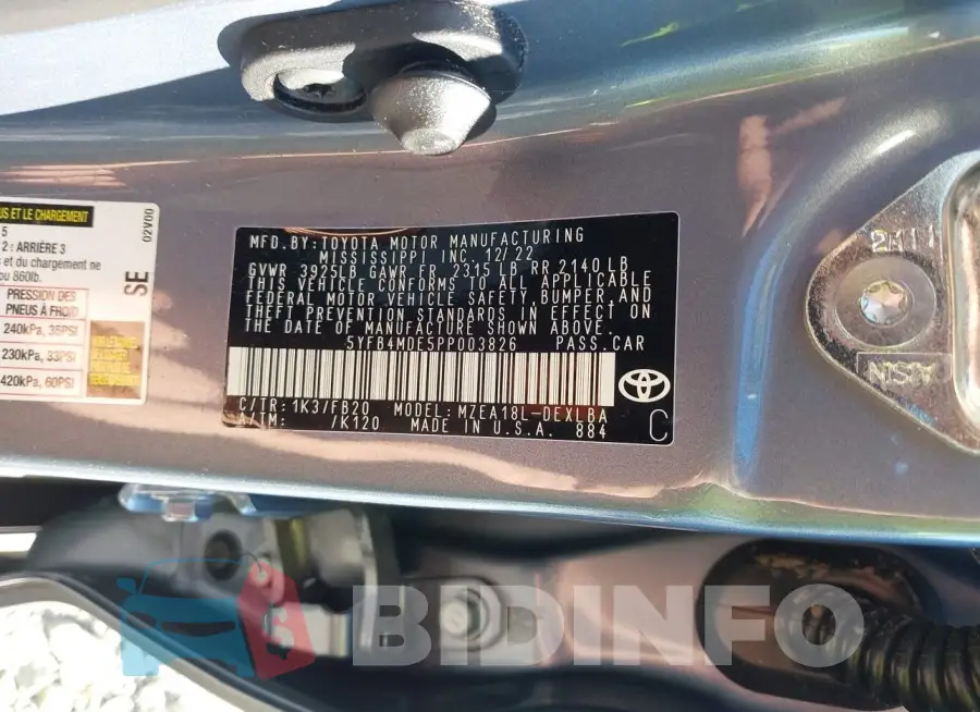 5YFB4MDE5PP003826 Photo# 9