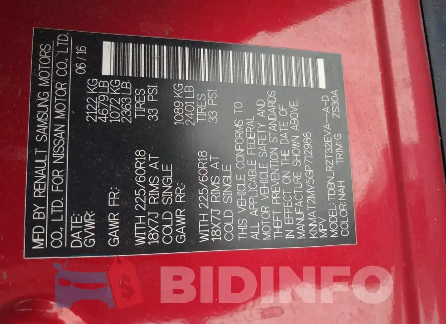 KNMAT2MV5GP712986 Photo# 9
