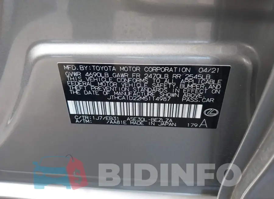 JTHCA1D22M5114987 Photo# 9
