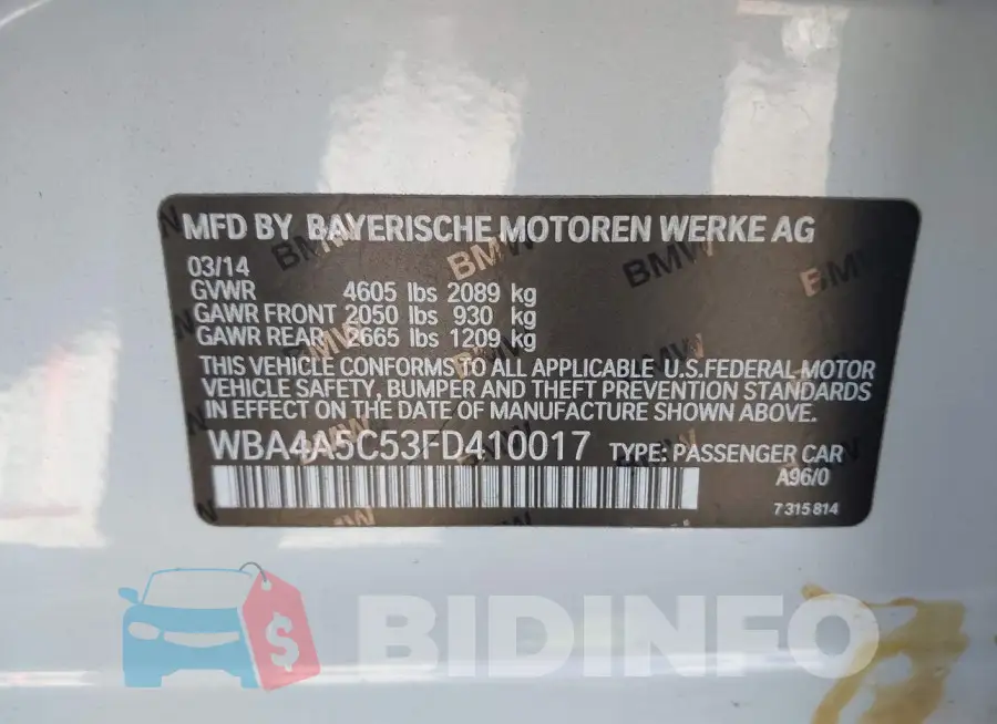 WBA4A5C53FD410017 Photo# 9
