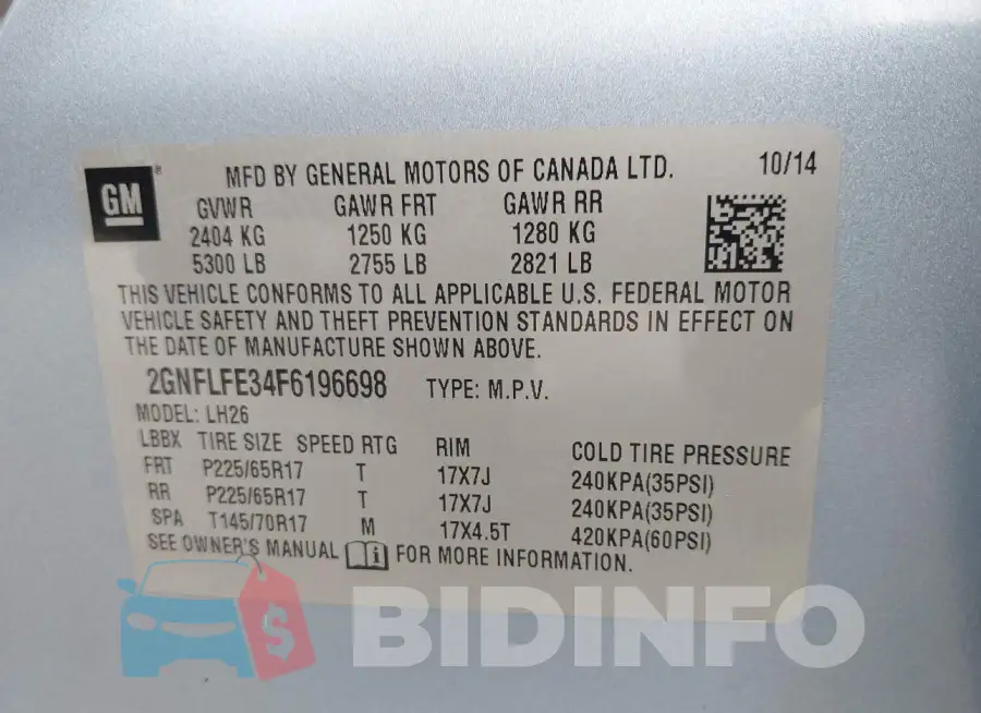 2GNFLFE34F6196698 Photo# 9