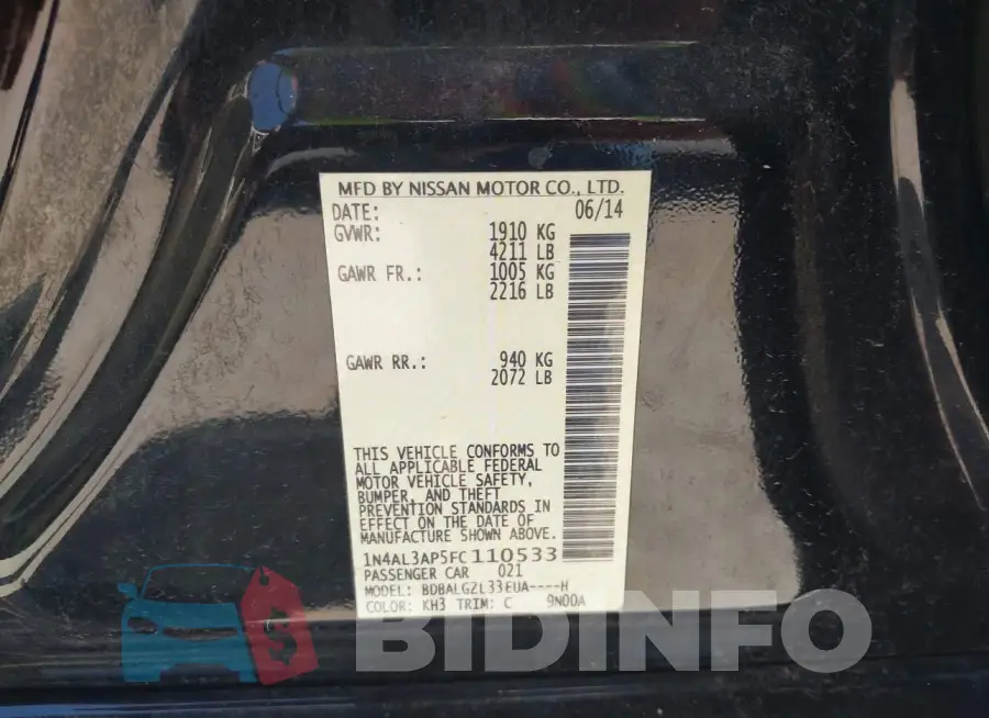 1N4AL3AP5FC110533 Photo# 9