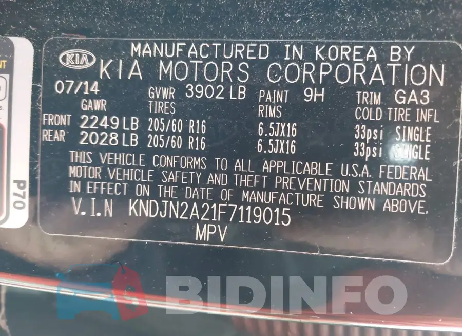 KNDJN2A21F7119015 Photo# 9