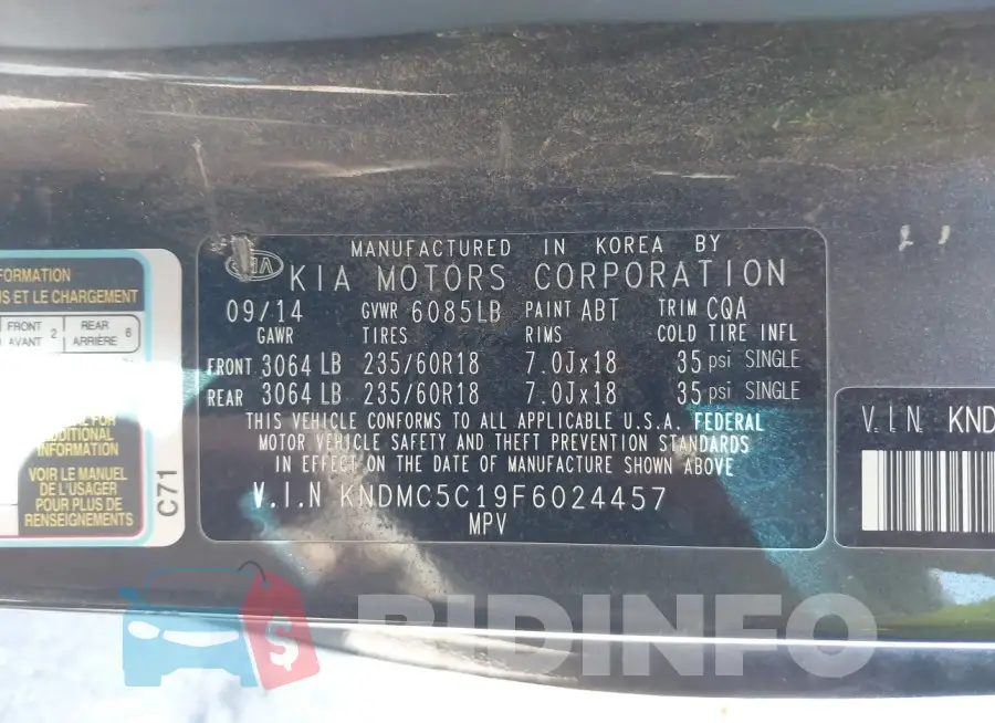 KNDMC5C19F6024457 Photo# 9