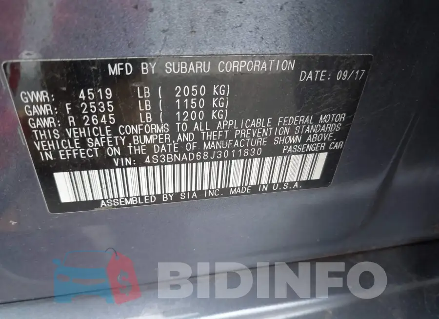 4S3BNAD68J3011830 Photo# 9