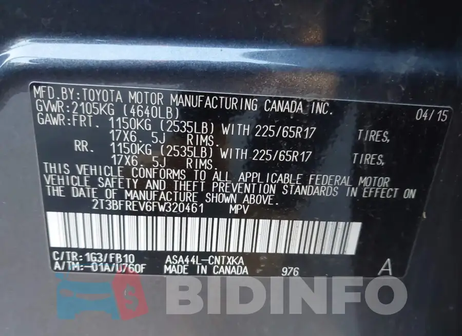 2T3BFREV6FW320461 Photo# 9