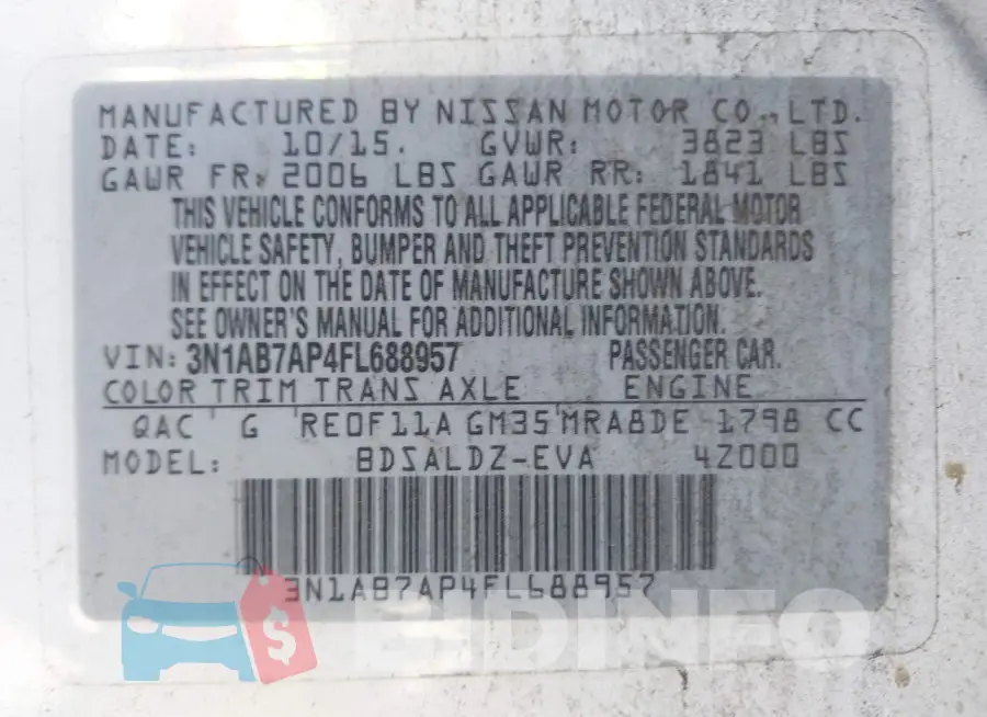3N1AB7AP4FL688957 Photo# 9