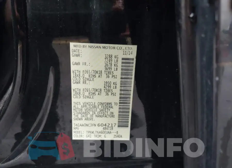 5N1AA0NC3FN604217 Photo# 9