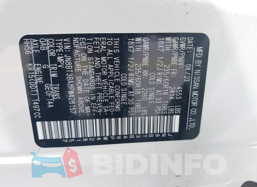 JN8BT3BA8PW428157 Photo# 9