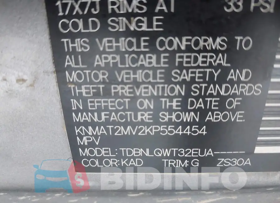 KNMAT2MV2KP554454 Photo# 9
