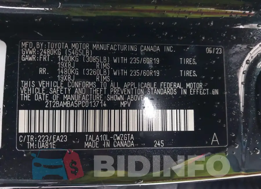 2T2BAMBA5PC013714 Photo# 9