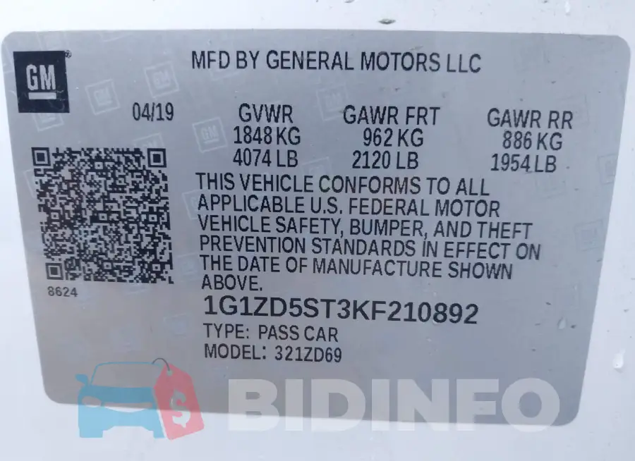 1G1ZD5ST3KF210892 Photo# 9